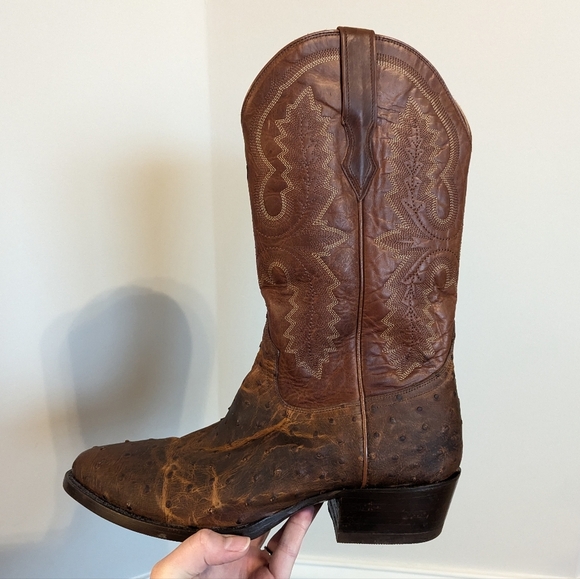 Ariat Circuit R Toe Full Quill Ostrich Brown Boots sz 10.5 EE - Picture 6 of 11